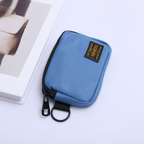 Darrahopens Fashion > Men's Fashion > Men's Accessories Small Nylon Coin Purse Zip Wallet Waterproof Mini Pouch Key Card Holder Lightweight EDC Organizer Denim Blue (12x9cm)