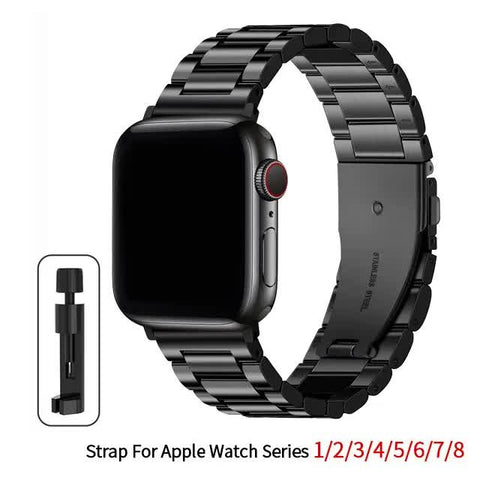 Darrahopens Fashion > Men's Fashion > Men's Accessories Stainless Steel Band Compatible with Apple Watch Series 9 8 7 6 5 49mm 45mm 44mm 42mm Black Metal Bracelet