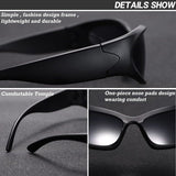Darrahopens Fashion > Men's Fashion > Men's Accessories Trendy Oval Sunglasses for Men and Women Futuristic Wrap Around Fashion Glasses Goggles Eyebrow Dark