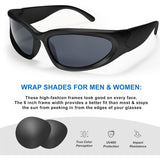 Darrahopens Fashion > Men's Fashion > Men's Accessories Trendy Oval Sunglasses for Men and Women Futuristic Wrap Around Fashion Glasses Goggles Eyebrow Dark
