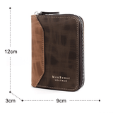 Darrahopens Fashion > Men's Fashion > Men's Accessories Two-tone Patchwork PU Zip-Around Short Wallet for Men, Embossed Letter Multi-Card Slot Purse with Dual Coin Pockets & ID Photo Slot (Dark Brown)