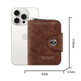 Darrahopens Fashion > Men's Fashion > Men's Accessories Vintage Waxed PU Leather Card Holder Wallet, Snap Button Zipper Coin Purse, Multi-Card Slot Mini Credit Card Case for Men and Women (Dark Brown)