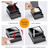 Darrahopens Fashion > Men's Fashion > Men's Accessories Walnut Automatic Cigarette Box with 40-Slot Capacity – Pop-Out Dispenser for Car and Home Use, ABS Material with Lighter Holder and Carbon Fiber Look Design