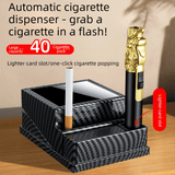 Darrahopens Fashion > Men's Fashion > Men's Accessories Walnut Automatic Cigarette Box with 40-Slot Capacity – Pop-Out Dispenser for Car and Home Use, ABS Material with Lighter Holder and Carbon Fiber Look Design