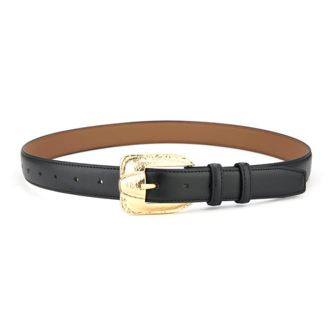 Darrahopens Fashion > Men's Fashion > Men's Accessories Womens Genuine Leather Belt Retro Gold Buckle Waist Belt for Jeans Dress Coat Fashion Split Cowhide Strap Black 105cm