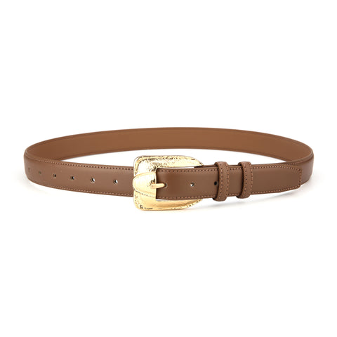 Darrahopens Fashion > Men's Fashion > Men's Accessories Womens Genuine Leather Belt Retro Gold Buckle Waist Belt for Jeans Dress Coat Fashion Split Cowhide Strap Caramel Color 105cm