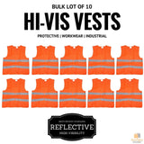 Darrahopens Fashion > Men's Fashion > Men's Coats & Jackets 10x Hi Vis Safety VEST Reflective Tape Workwear Orange ONE SIZE Night & Day BULK