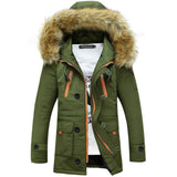 Darrahopens Fashion > Men's Fashion > Men's Coats & Jackets Long Section Cotton Suit Men Plus Velvet Thick Warm Jacket Large Fur Collar Coat Lovers Jacket - Size M - Green