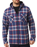 Darrahopens Fashion > Men's Fashion > Men's Coats & Jackets Men's Hooded Flannel Jacket Flannelette Plaid Fleece Shirt Zip Up Winter Coat, Blue, 2XL