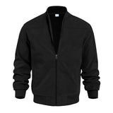 Darrahopens Fashion > Men's Fashion > Men's Coats & Jackets Men's Varsity Bomber Flight Jacket Breathable Windbreaker Zip Coat Faux Leather, Black, L