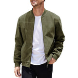 Darrahopens Fashion > Men's Fashion > Men's Coats & Jackets Men's Varsity Bomber Flight Jacket Breathable Windbreaker Zip Coat Faux Leather, Green, L
