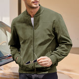Darrahopens Fashion > Men's Fashion > Men's Coats & Jackets Men's Varsity Bomber Flight Jacket Breathable Windbreaker Zip Coat Faux Leather, Green, L