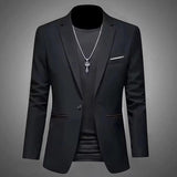 Darrahopens Fashion > Men's Fashion > Men's Coats & Jackets Mens Slim Fit Casual Suit Jacket Single Button (Black)
