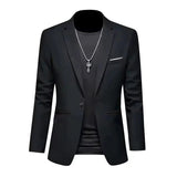 Darrahopens Fashion > Men's Fashion > Men's Coats & Jackets Mens Slim Fit Casual Suit Jacket Single Button (Black)