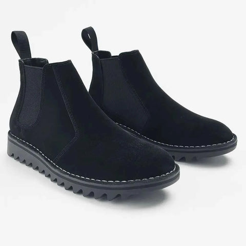 Ripple Sole Mens Ducatti Chelsea Suede Desert Boots Shoes Slip On - Black In Australia - Darrahopens