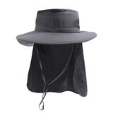 Darrahopens Fashion > Men's Fashion > Men's Hats & Caps 2-Pack Dark Grey Men's Adjustable Sun Protection Hat - Wide Brim, Deep Crown, Quick Dry Breathable Sun Cap with Neck Flap for Hiking & Outdoors