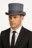 Darrahopens Fashion > Men's Fashion > Men's Hats & Caps 5.5" Premium Australian Wool Felt Top Hat w/ Satin Lining Mad Hatter Magician Tuxedo in Grey