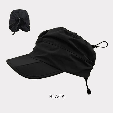 Darrahopens Fashion > Men's Fashion > Men's Hats & Caps Black Foldable Quick-Dry Summer Sports Visor Hat UPF 50+ Adjustable Outdoor Sun Cap