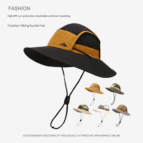 Darrahopens Fashion > Men's Fashion > Men's Hats & Caps Black Quick-Dry Sun Protection Bucket Hat for Men - Breathable Outdoor Hiking & Fishing Cap with Wide Brim