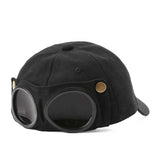 Darrahopens Fashion > Men's Fashion > Men's Hats & Caps Black Stylish Aviator Goggle Baseball Cap - Unisex Outdoor Cotton Sun Hat