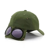 Darrahopens Fashion > Men's Fashion > Men's Hats & Caps Black Stylish Aviator Goggle Baseball Cap - Unisex Outdoor Cotton Sun Hat