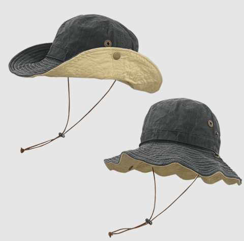 Darrahopens Fashion > Men's Fashion > Men's Hats & Caps Black Wide Brim Outdoor Cowboy Sun Hat - Adjustable & Breathable for Hiking, Fishing, and Camping