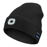 Darrahopens Fashion > Men's Fashion > Men's Hats & Caps Black Wireless Bluetooth Beanie Hat with USB Rechargeable LED Headlight - Unisex Knit Cap for Running & Camping