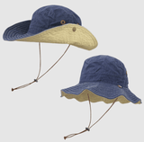 Darrahopens Fashion > Men's Fashion > Men's Hats & Caps Blue Wide Brim Outdoor Cowboy Sun Hat - Adjustable & Breathable for Hiking, Fishing, and Camping
