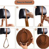 Darrahopens Fashion > Men's Fashion > Men's Hats & Caps Cowboy Hat Holder for Your Vehicle, 2PCS Leather Cowboy Mounts for truck, Hat Rack for Pickup Truck Keep Your Hat Securely, brown