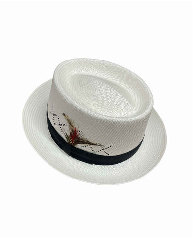 Hand Woven Fedora Trilby Pork Pie Hat Summer Breathable Waterproof - Natural In Australia - Darrahopens
