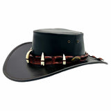 Darrahopens Fashion > Men's Fashion > Men's Hats & Caps Jacaru 110 Croc Hunter Outback Hat with Real Crocodile Headband - Brown In Australia - Darrahopens