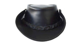 Jacaru Boundary Rider Bovine Cow Leather Hat Chinstrap Side Snaps - Black In Australia - Darrahopens