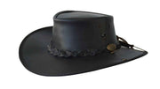 Jacaru Boundary Rider Bovine Cow Leather Hat Chinstrap Side Snaps - Black In Australia - Darrahopens