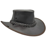 Darrahopens Fashion > Men's Fashion > Men's Hats & Caps Jacaru Boundary Rider Bovine Cow Leather Hat Chinstrap Side Snaps - Brown In Australia - Darrahopens