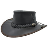 Darrahopens Fashion > Men's Fashion > Men's Hats & Caps Jacaru Boundary Rider Bovine Cow Leather Hat Chinstrap Side Snaps - Brown In Australia - Darrahopens
