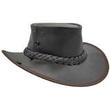 Darrahopens Fashion > Men's Fashion > Men's Hats & Caps Jacaru Boundary Rider Bovine Cow Leather Hat Chinstrap Side Snaps - Brown In Australia - Darrahopens