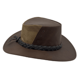 Darrahopens Fashion > Men's Fashion > Men's Hats & Caps JACARU Full Grain Kangaroo Leather Breeze Cooler Hat Oil Skin Mesh Vent Outback - Brown In Australia - Darrahopens