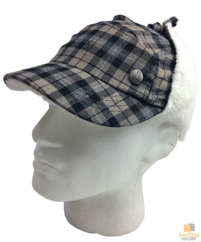 Darrahopens Fashion > Men's Fashion > Men's Hats & Caps KANGOL Plaid Supre Ushanka Sherpa Chullo Lined Hat Warm Winter Ear Trapper Flying - Black/Grey - S/M