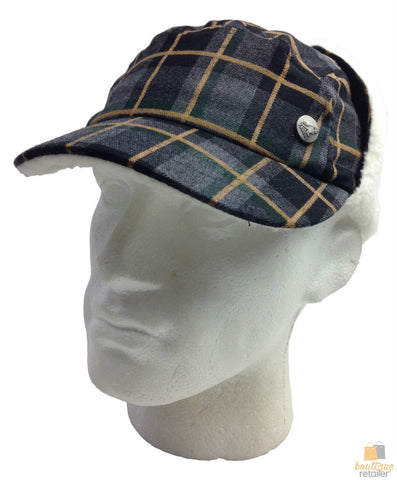 Darrahopens Fashion > Men's Fashion > Men's Hats & Caps KANGOL Plaid Supre Ushanka Sherpa Chullo Lined Hat Warm Winter Ear Trapper Flying - Grey/Black - S/M
