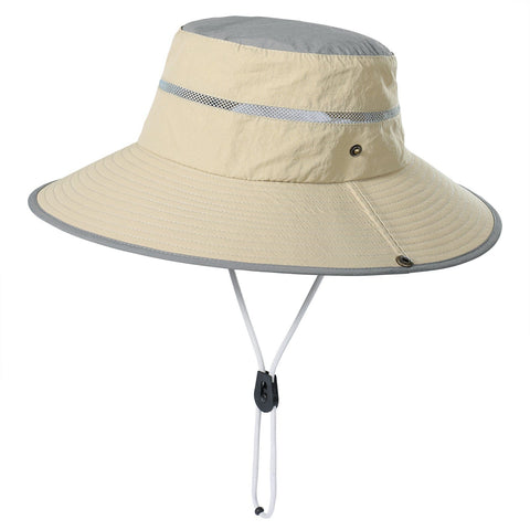 Darrahopens Fashion > Men's Fashion > Men's Hats & Caps Khaki Foldable Wide Brim Sun Hat Unisex Bucket Safari Cap Adjustable 56-60cm for Fishing Hiking Camping and Outdoor Travel