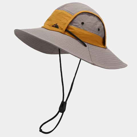 Darrahopens Fashion > Men's Fashion > Men's Hats & Caps Khaki Quick-Dry Sun Protection Bucket Hat for Men - Breathable Outdoor Hiking & Fishing Cap with Wide Brim