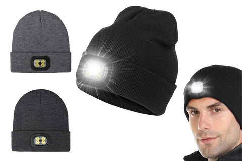 Darrahopens Fashion > Men's Fashion > Men's Hats & Caps LED Beanie Hat USB Rechargeable LED Light Hat Winter Warm Knitted Hat Camping Workwear Hat with LED Light