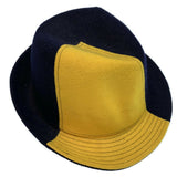Darrahopens Fashion > Men's Fashion > Men's Hats & Caps Mens Wool Trilby Hat Warm Winter Fedora Brim - Yellow/Navy Blue - Large