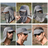 Darrahopens Fashion > Men's Fashion > Men's Hats & Caps Navy Blue UV Protection 4-in-1 Outdoor Sun Hat with Removable Flaps