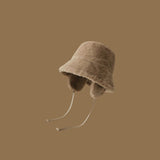 Darrahopens Fashion > Men's Fashion > Men's Hats & Caps Plush Bucket Hat with Ear Flaps,Warm Furry Winter Hat in Khaki-One size (54-59cm) adjustable