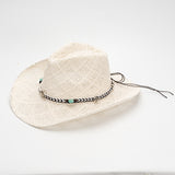Darrahopens Fashion > Men's Fashion > Men's Hats & Caps White Handmade Straw Cowboy Hat, Summer Sun Hat, Outdoor Sun Protection, Fits Head Size 58-59cm