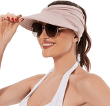 Darrahopens Fashion > Men's Fashion > Men's Hats & Caps Women's UPF 50+ UV Protection Sun Visor Hat |  That Girl Aesthetic High Ponytail Wide Brim Hat | Birthday Gift for Her Beach Golf Hiking Outdoor Daily Casual WearPink
