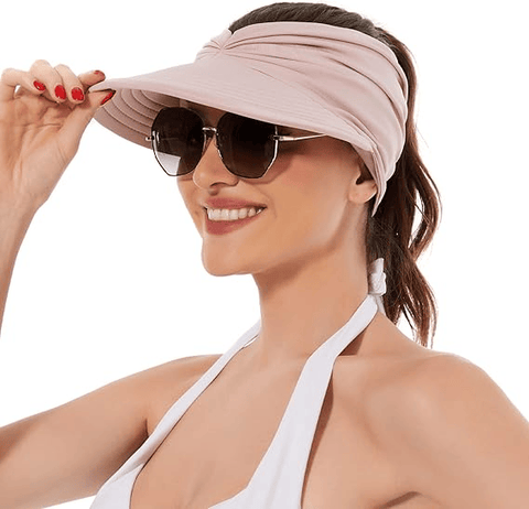 Darrahopens Fashion > Men's Fashion > Men's Hats & Caps Women's UPF 50+ UV Protection Sun Visor Hat |  That Girl Aesthetic High Ponytail Wide Brim Hat | Birthday Gift for Her Beach Golf Hiking Outdoor Daily Casual WearPink