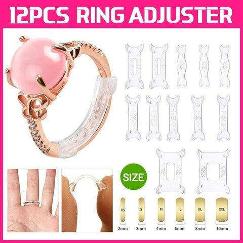 Darrahopens Fashion > Men's Fashion > Men's Jewellery 12PCS Ring Size Adjuster Set Invisible Plastic Resizer for Loose Rings Comfort Fit
