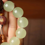 Darrahopens Fashion > Men's Fashion > Men's Jewellery 1pc Classic 12-bead 20mm Handmade Wooden Carved "Fu" Pendant Bracelet, Unisex Beaded Bracelet, Buddhist Mala Beads Prayer Bracelet